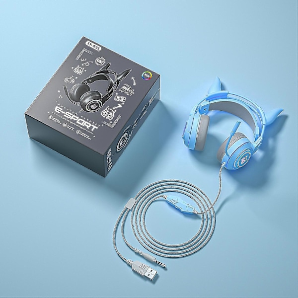 Gaming Headset Kablet RGB LED Hodetelefoner Stereo Med Mikrofon For PC Stasjonær & Laptop