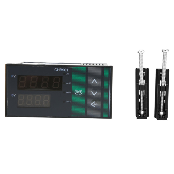 CHB901 Termostat Intelligent Digital Display Temperatur Controller Relæ/SSR Output AC180-240V 0-400℃-Sort-1 stk.