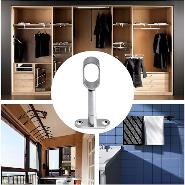 4-pakning Ovale Garderobestangbraketter Justerbare Hul Sink Legering Garderobestangbraketter for Garderobe Soverom Baderom