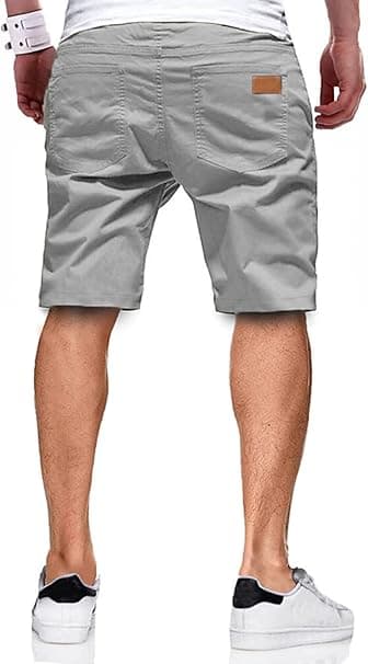 Herr Casual Shorts Bomull Dragsko Sommar Strand Stretch Twill Chino Korta Byxor M M Gray