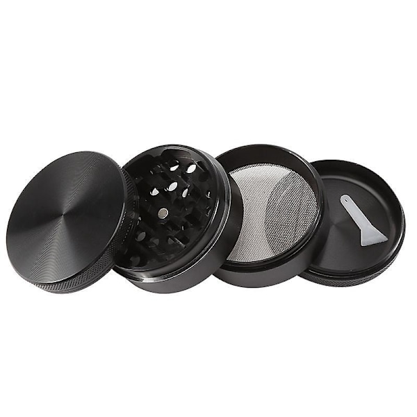 Metallisk urte- og krydderkvern med pollenfanger - 50 mm diameter, diamantformede tenner (svart)