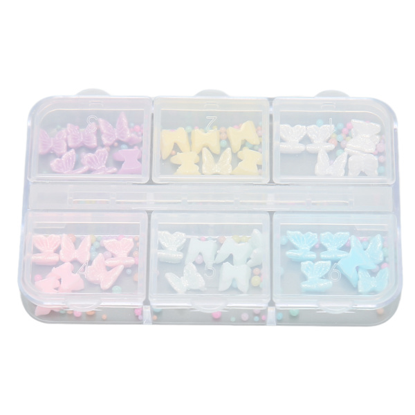 1 Box Nail Art Decals Hartsi Kynsien koristelu Useita värejä Rusetti solmu ja helmet Tarvikkeet