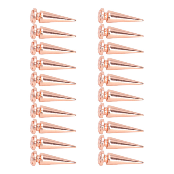 20 st spiknit med kon 10x29mm roséguldfärgad kläddekoration set kit för väska