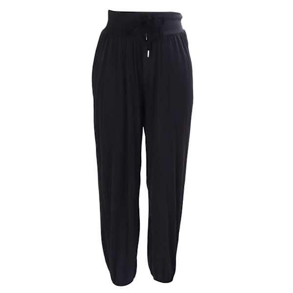 Kvinde Yoga Bukser Nylon Åndbar Snørebånd Fitness Sweatpants Joggere til Løb Cykling Sort L