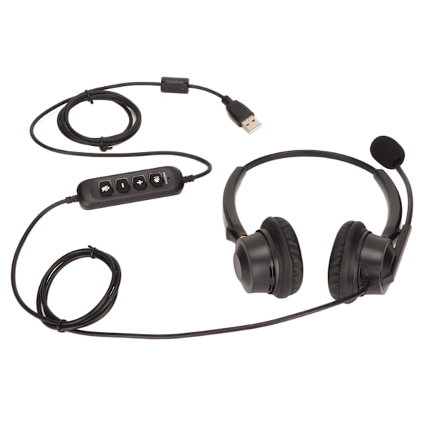 Telefon headset ENC aktiv støjreduktion dobbelt øre volumen justerbar mute kontrol USB erhvervs headset