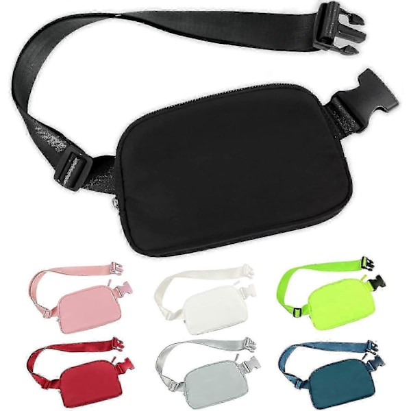 Crossbody Magväska för Kvinnor Män, Överallt Bältesväska med Justerbar Rem, för Utomhusvandring Löpning Resor Casual svart