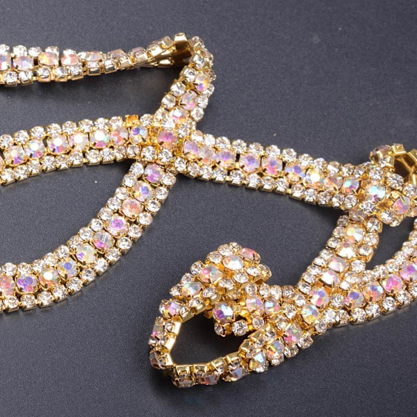 3 rader diamantnett wrap rull glitrende krystallrhinestonebånd bryllupskjoledekorasjon