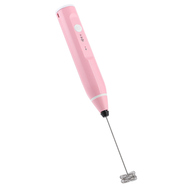 Ladattava maidonvaahdotin sähköinen kahvimixer kädessä pidettävä munavispilä kotitalouden keittiötyökalutPink