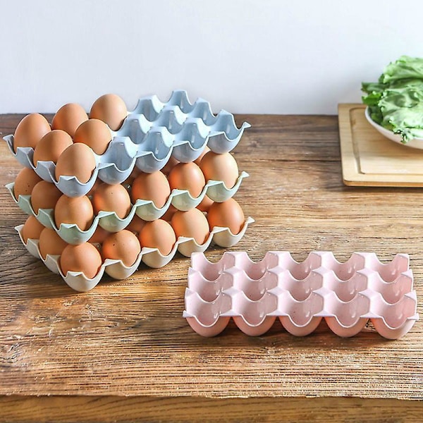 4 Stykker Plast Eggboks, Eggbrett Oppbevaringsboks, Egg Oppbevaringsboks, for Kortdesign Sklisikker Eggdispenser, 15 Ruter, 4 Farger