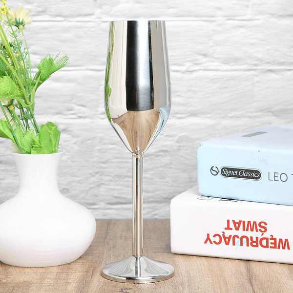 304 Rostfritt Stål Vinglas Champagne Glas Dricksglas 220ML för Bar Fest BankettSilver