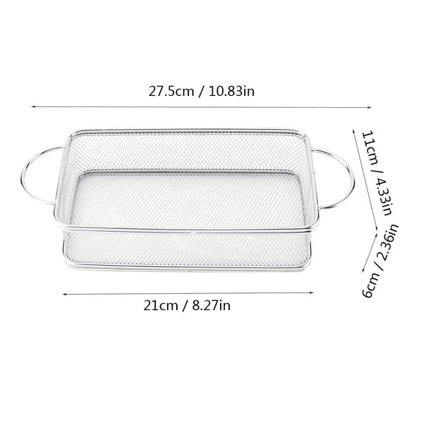Friturekurv i rustfrit stål, multifunktionel mesh friturekurv (27*12*6cm)