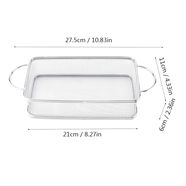 Friturekurv i rustfrit stål Multifunktionel netfriturekurv (27*12*6cm)