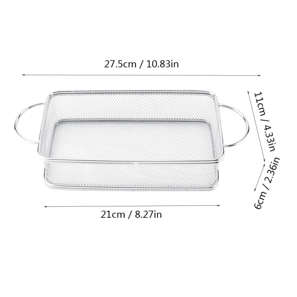 Frityrkorg i rostfritt stål Multifunktion Mesh stekkorg (27*12*6cm)