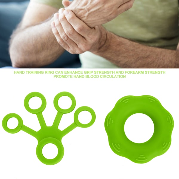 Finger Pull Ring Finger Træning Modstandsbælte Håndstyrke Træner Ring Expander Græsgrøn