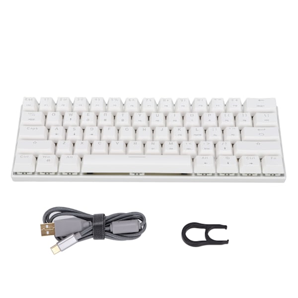 Mechanical Keyboard 61 Key RGB Backlit USB Wired Dual Mode Large Capacity Mechanical Gaming KeyboardWhite Green Shaft