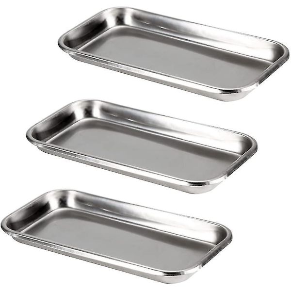 Sæt med 3 rektangulære plateauer i rustfrit stål 304
