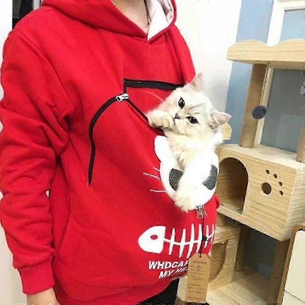 Fashion Katteelsker Hættetrøjer Kvinder Kængurulomme Hættetrøjer Hund Kæledyr Pote Pullover Toppe Langærmet Lynlås Hættetrøje Sudaderas Jzz Sort L