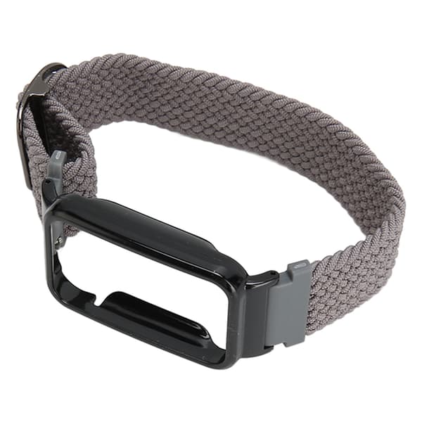 Flätat Loop-armband för Mi Band 7 Pro Justerbart Elastiskt Nylon Loop-armband med Skyddsram Grått Band Svart Fodral