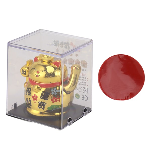 Lucky Cat Ornament Household 2 Inch Solar Panel Sensing Lucky Fortune Cat Figurine for Table Shelf Gold