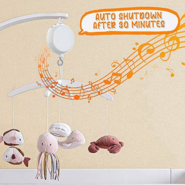 Barneseng uro motor baby musikkboks spinner med 3 moduser volum justerbar 12 vuggesanger auto-off etter B6