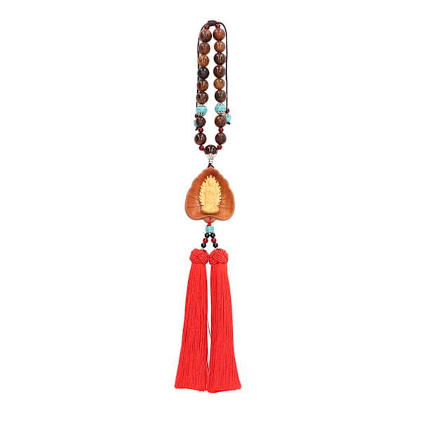 Buddha-auton riipus, jossa on kaksi tupsua, puksipuuta, onnekas, suotuisa, houkuttelee vaurautta, puhdistaa mielen, Guanyin-ripustuskoriste, seisova Avalokitesvara