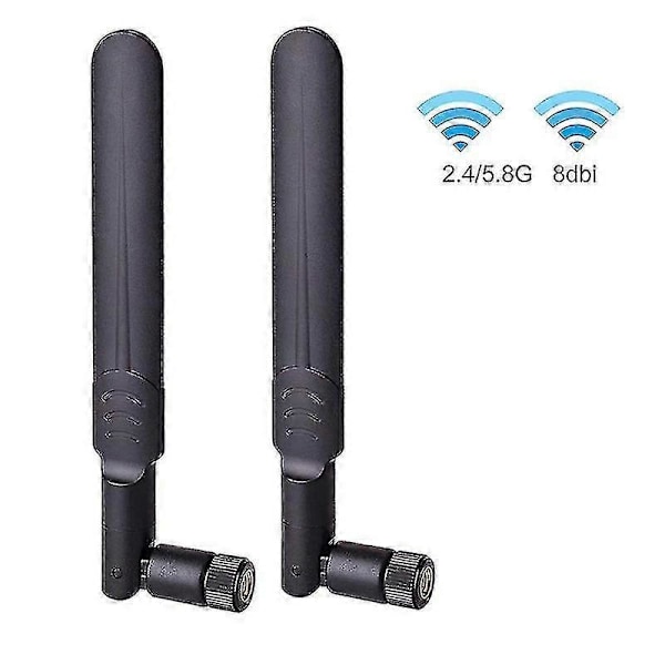 Wifi Antenne Dual Band 2.4ghz 5ghz 5.8ghz 8dbi Sma Hann Antenne (2-pakning) For Trådløst Ip Kamera Videoovervåking