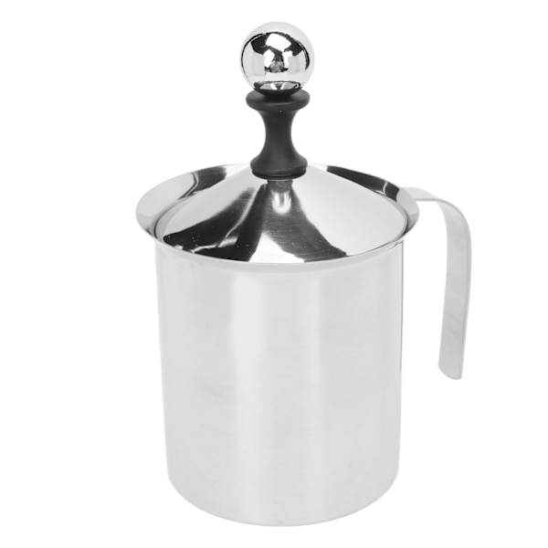 Manuel mælkeskummer 304 rustfrit stål dobbelt lag børstet proces 800cc kapacitet bredt håndtag kaffeskummer