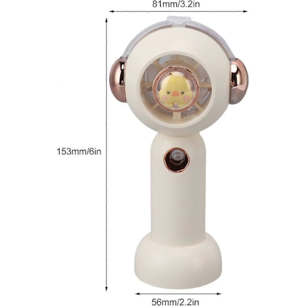 Pieni sumutussuihkulla varustettu tuuletin, atomisointitoiminto, suuri ilmamäärä, ABS, USB, söpö pieni hiljainen kädessä pidettävä tuuletin kotiin, valkoinen