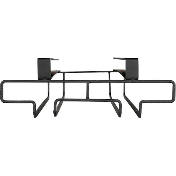 Svart Set med 2 Glashållare för Hylla - Kökskåpsmodul för 6 Glas, Metall, 22 x 7,5 x 26 cm