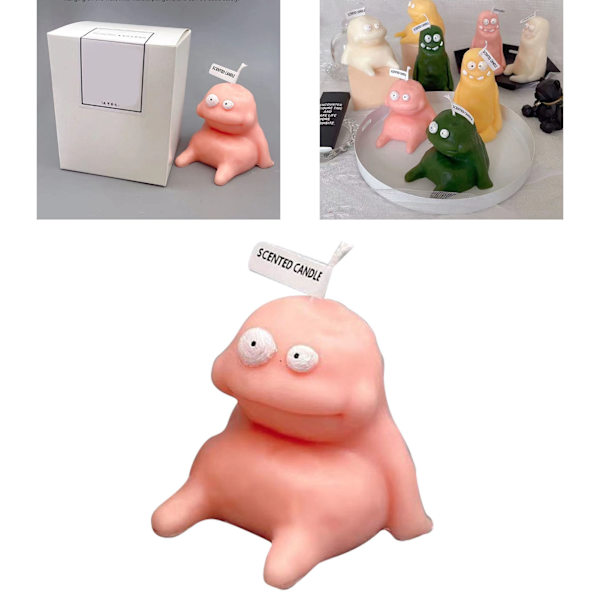 Lermän formad ljus Cartoon doftande ljus Roliga fula söta ljus Souvenirer Tjock rosa