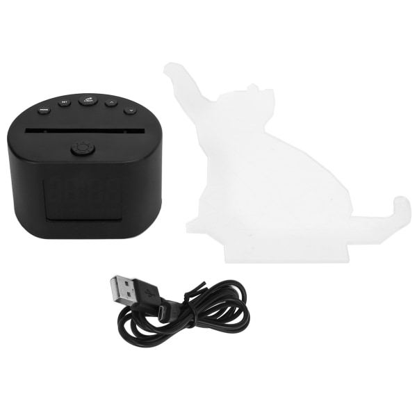 Akryl kattenattlys med base RGB-bakgrunnslys Fargerik dimmende LED-nattlys med slumrefunksjon 9 ringetoner for hjemmet