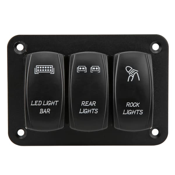 5Pin 3 Gang vippebryterpanel LED-lysbryter Blå bakgrunnsbelysning DC12-24V for marinebåt bil ATV UTV