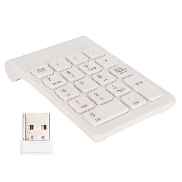 Minitangentbord Trådlöst numeriskt tangentbord 2,4G USB Ergonomiskt lätt datortillbehör Vit