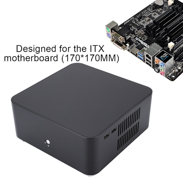 Mini ITX computerkabinet i aluminiumslegering HTPC-kabinet Mini PC-computerkabinet (L80 Sort USB2.0)