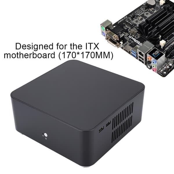 Mini ITX Datorfodral Aluminiumlegering HTPC-fodral Mini PC Datorfodral (L80 Svart USB2.0)