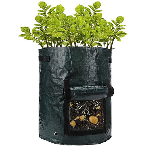 Åndbar PE kartoffeldyrkningspose til tomat- og grøntsagsdyrkning - 3 gallons, sort (25*22 cm)
