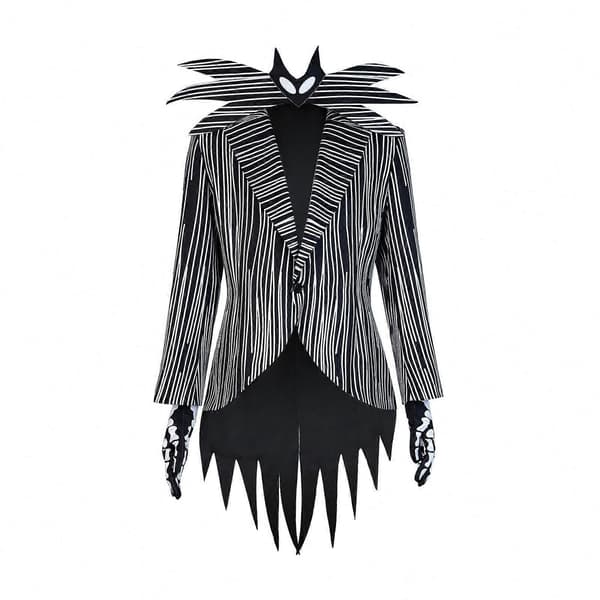 Herr Cosplay-dräkt Jack Skellington Skelettdräkt Set med krage och handskar M