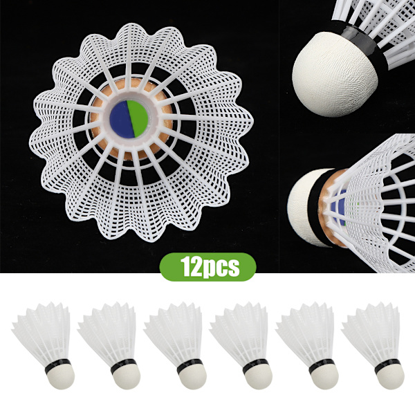 12 st avancerade nylonfjäder sport badminton komposit korkbollhuvud träningsfjäderboll badminton