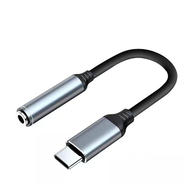 Hodetelefonkontakt-adapter TPE Type C hann til 3,5 mm hunn Hodetelefonadapterkabel for å lytte til musikk Grå
