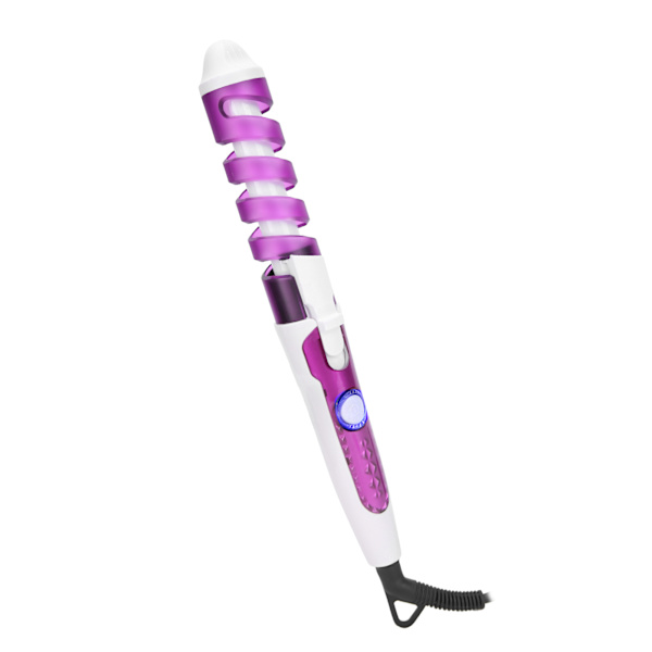 Mini spiral hårrullare Bärbar Antiscald vågigt hår Styling Hår Curling Wand 110V240V Lila(EU-kontakt)