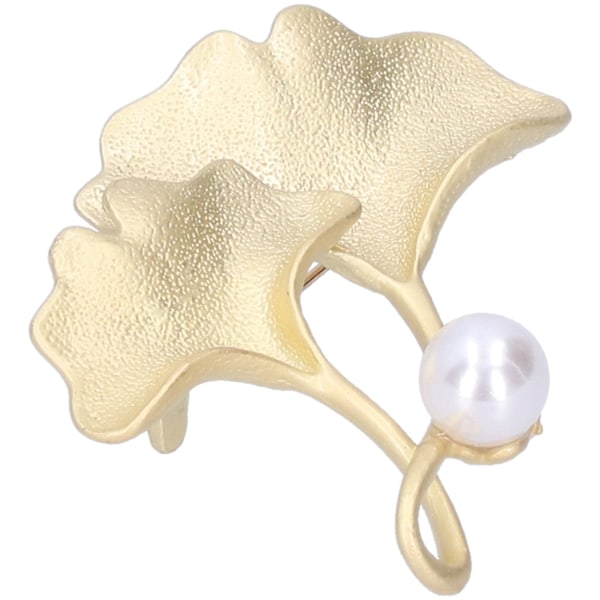 Brosch Pin Metall Frostat Ginkgo Blad Mönster Slipstift Kavaj Märken Fest Corsage Tillbehör Guld