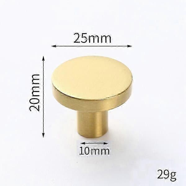 Cabinet Knobs for Furniture, Round Solid Brass Pull Handles, Gold, Kitchen Door Handles, 4-Pack 20x25mm