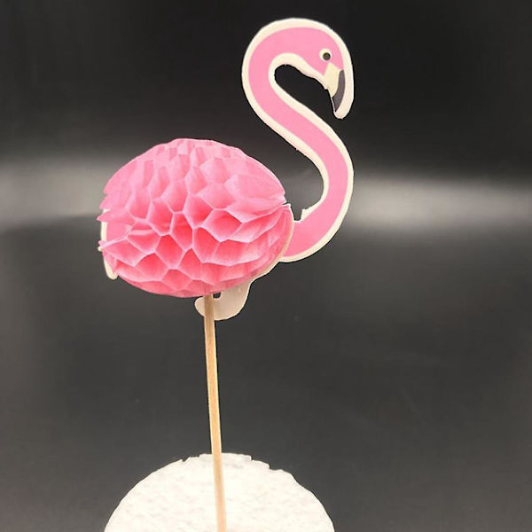 24 Stykker Flamingo Cupcake Kage Toppers Kagedekoration til Luau Hawaii Fødselsdag