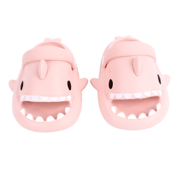 Barn Haisandal i Shark Design - Hjemmesko med Åpen Tå - Sklisikre Tøfler for Småbarn - Tegneseriesandal i Peachy Beige - Indre Lengde 16cm