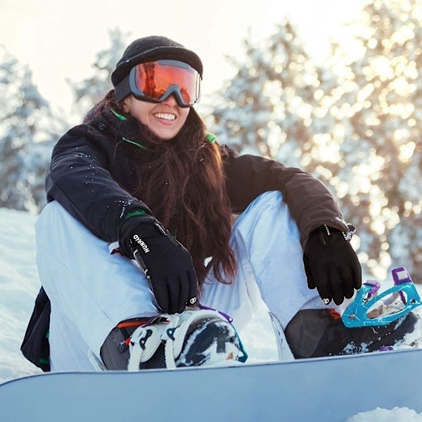 Sykkelhansker Unisex Vinterhansker Berøringsskjermhansker Sklisikre Vindtette Sykkelhansker for Sykling Kjøring Klatring Løping Ski (XL)