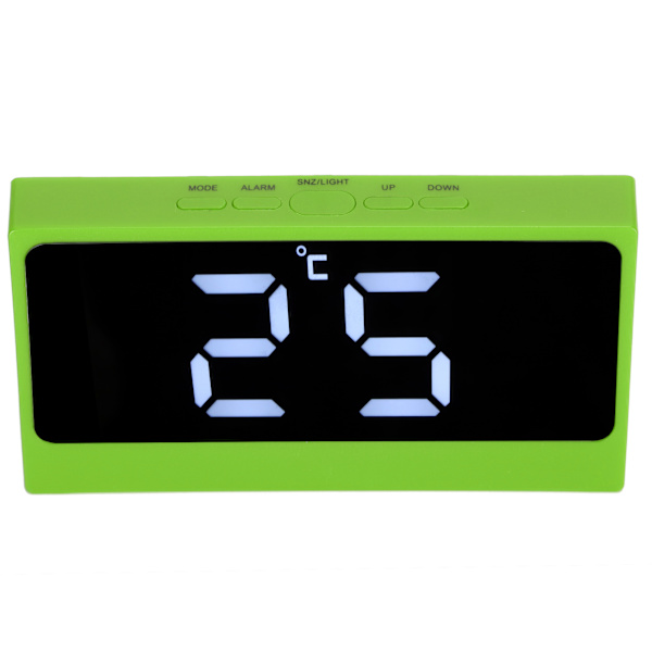 LED Digitalt Alarmur Stille Smart Temperatur Dato Lysende Storskærm Desktop Makeup Spejl (Grøn)