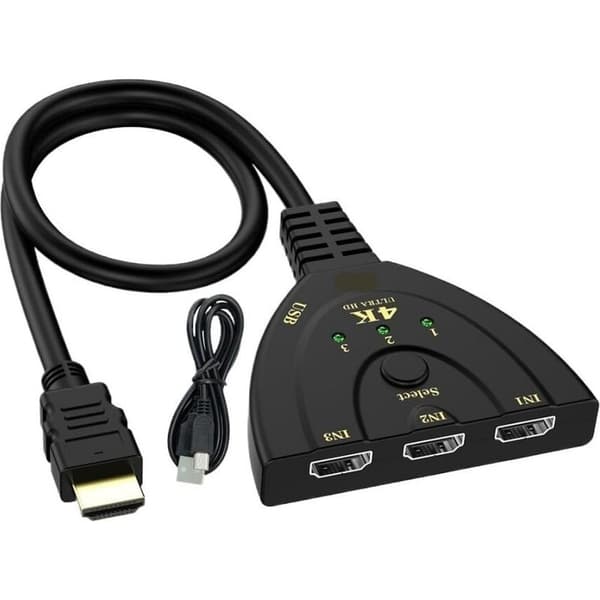 3-input 1-output HDMI-switch, 4K 3D splitter, 3-ports video-hub til DVD HDTV, 1080P, 30Hz