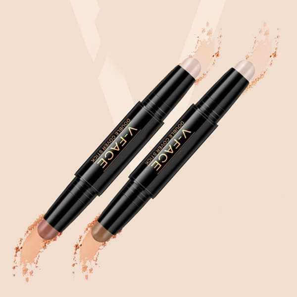 Highlighter Stick Dobbeltsidig Vanntett Brightener Nærer Huden Highlighter Sminke Konturstift