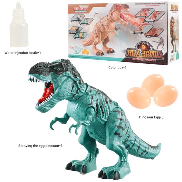Elektronisk gående dinosaur med projeksjon, spraytåke og eggleggende dinosaurleke