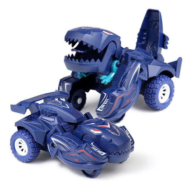 Dinosaur Transforming Car Realistic Deformation Inertial Scooter Toddlers Kids Toy Gift Blue